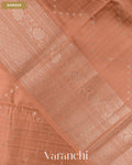 Peach Checkered Pure Chiniya Silk Saree — Border
