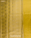 Lemon Yellow Checkered Pure Chiniya Silk Saree — Pallu