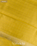 Lemon Yellow Checkered Pure Chiniya Silk Saree — Blouse