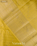 Lemon Yellow Checkered Pure Chiniya Silk Saree — Border