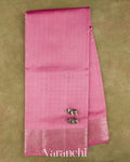 Blush Pink Checkered Pure Chiniya Silk Saree — Full Saree
