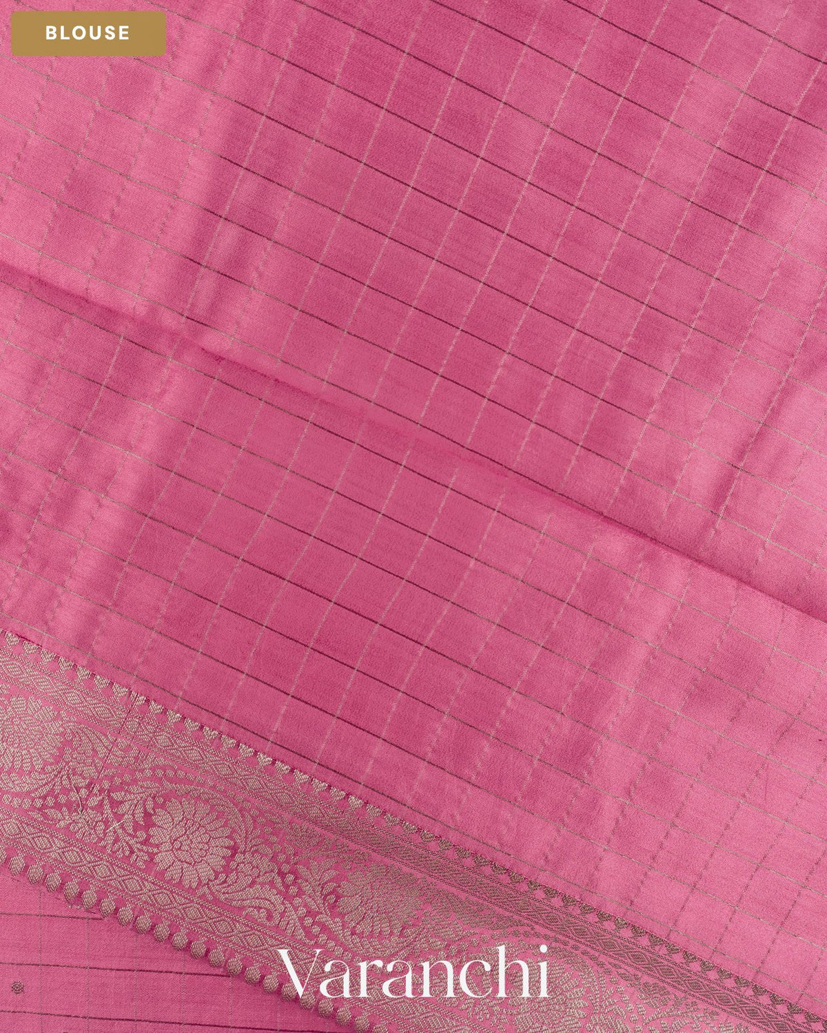 Blush Pink Checkered Pure Chiniya Silk Saree — Blouse