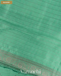 Aqua Green Checkered Pure Chiniya Silk Saree — Blouse