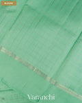 Aqua Green Checkered Pure Chiniya Silk Saree — Blouse