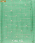 Aqua Green Checkered Pure Chiniya Silk Saree — Body