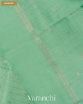 Aqua Green Checkered Pure Chiniya Silk Saree — Border