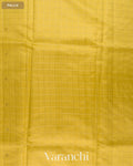 Olive Yellow Checkered Pure Chiniya Silk Saree — Pallu
