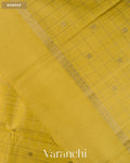 Olive Yellow Checkered Pure Chiniya Silk Saree — Border