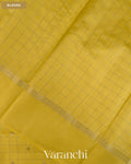 Olive Yellow Checkered Pure Chiniya Silk Saree — Blouse