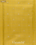 Olive Yellow Checkered Pure Chiniya Silk Saree — Body