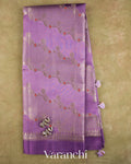 Lavender Lehariya Pure Moonga Silk Saree — Full Saree