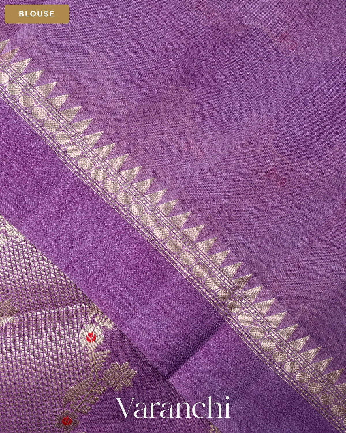 Lavender Lehariya Pure Moonga Silk Saree — Blouse