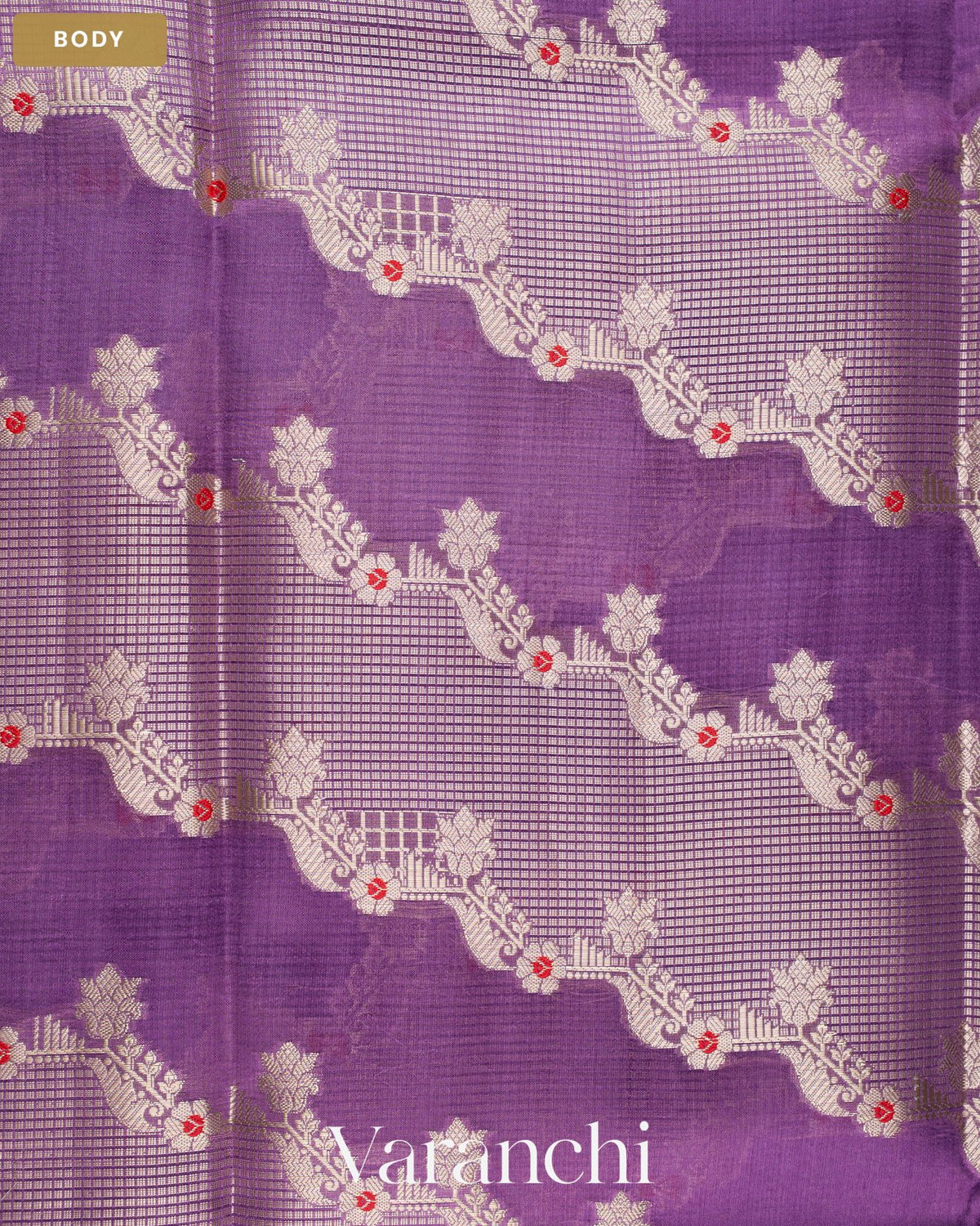 Lavender Lehariya Pure Moonga Silk Saree — Body
