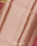 Dusty Rose Lehariya Pure Moonga Silk Saree — Pallu