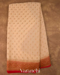 Ivory Pure Khaddi Georgette Silk Handloom Saree — Full Saree