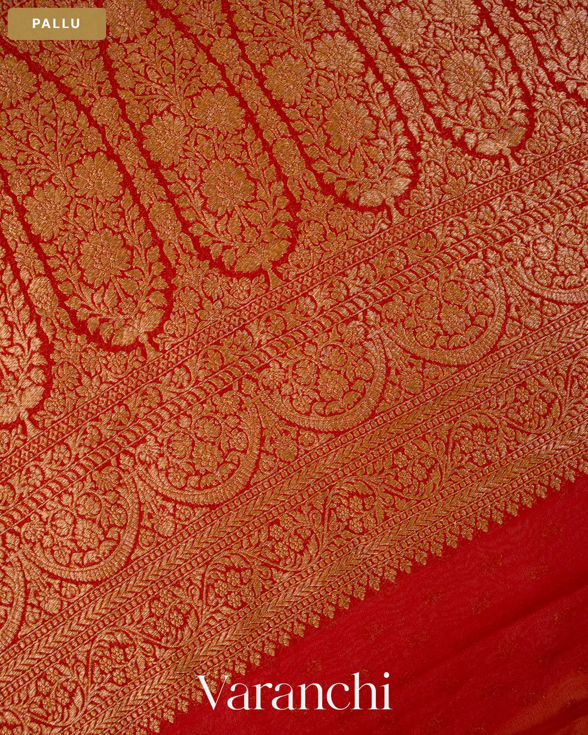 Ivory Pure Khaddi Georgette Silk Handloom Saree — Pallu