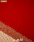 Ivory Pure Khaddi Georgette Silk Handloom Saree — Blouse