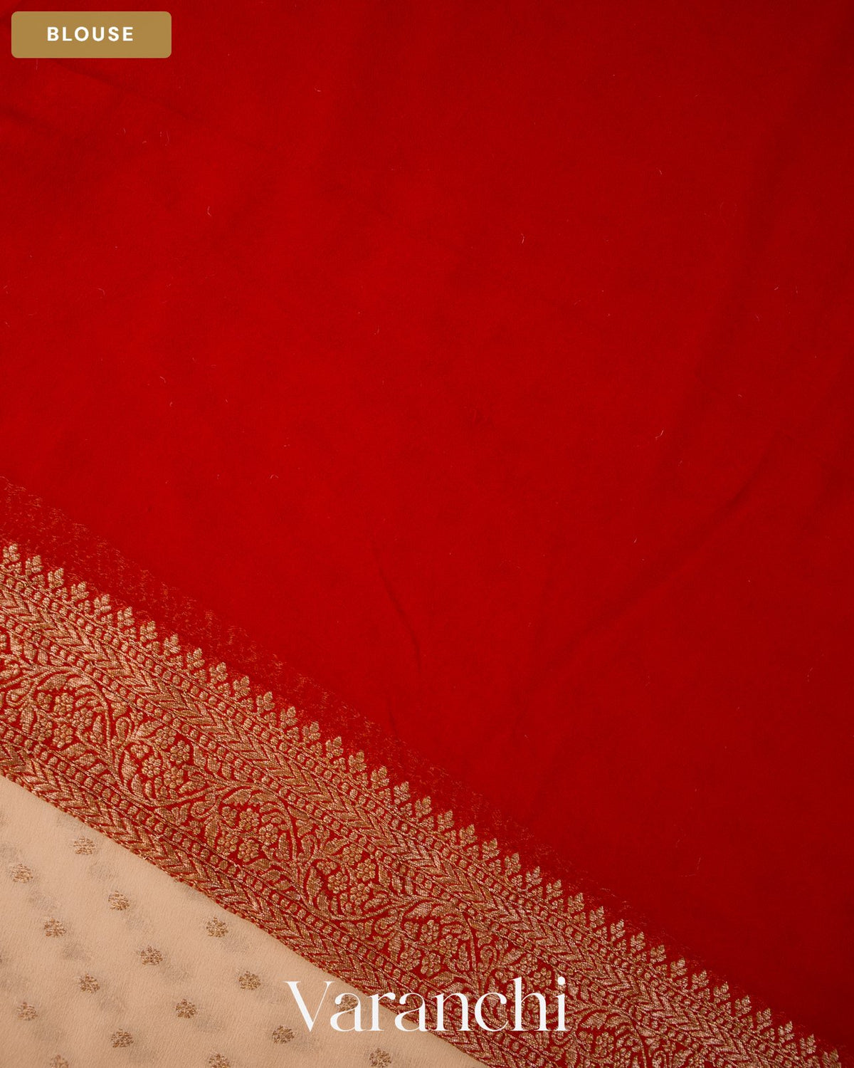 Ivory Pure Khaddi Georgette Silk Handloom Saree — Blouse
