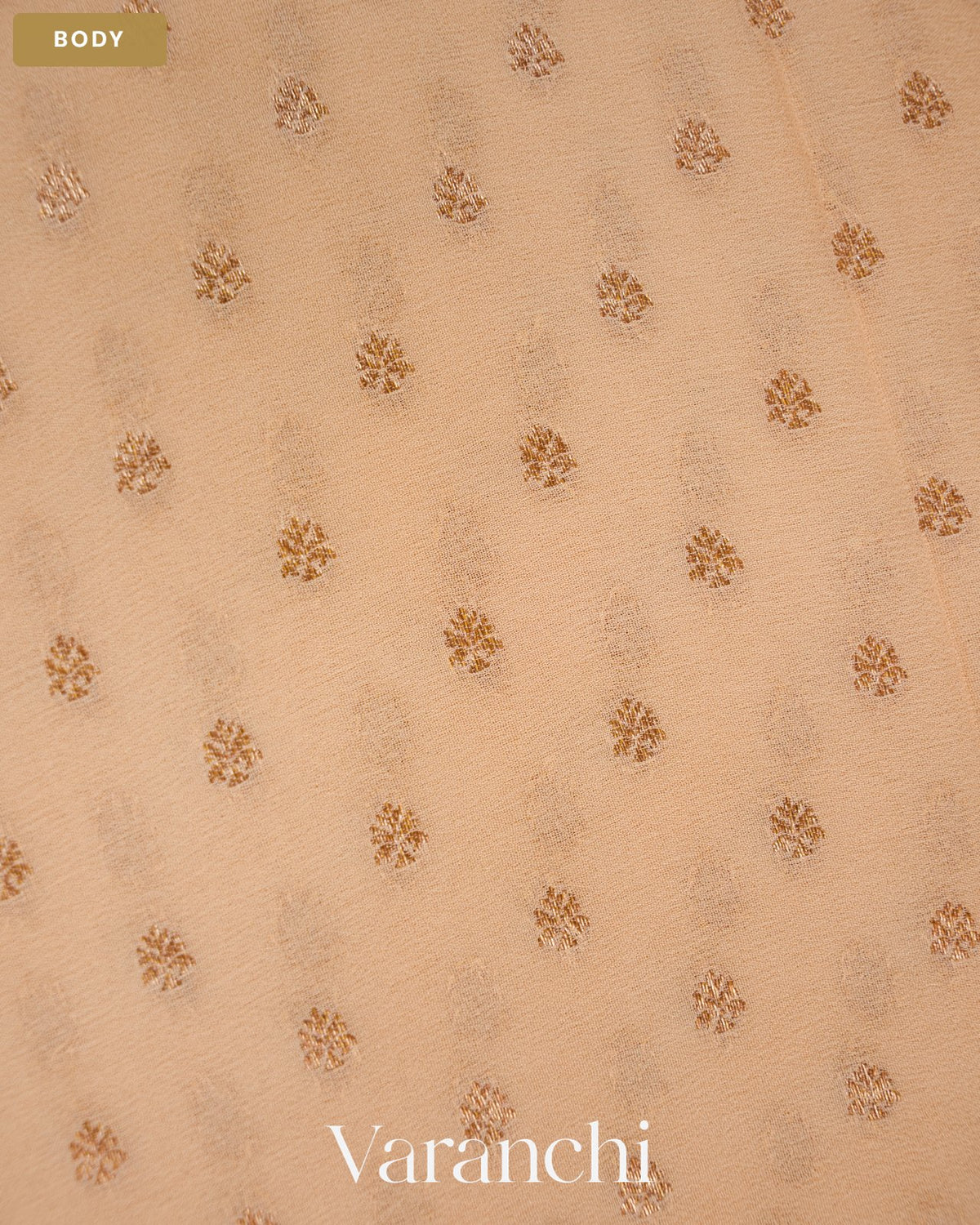 Ivory Pure Khaddi Georgette Silk Handloom Saree — Body