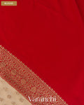Beige Pure Khaddi Georgette Silk Handloom Saree — Blouse