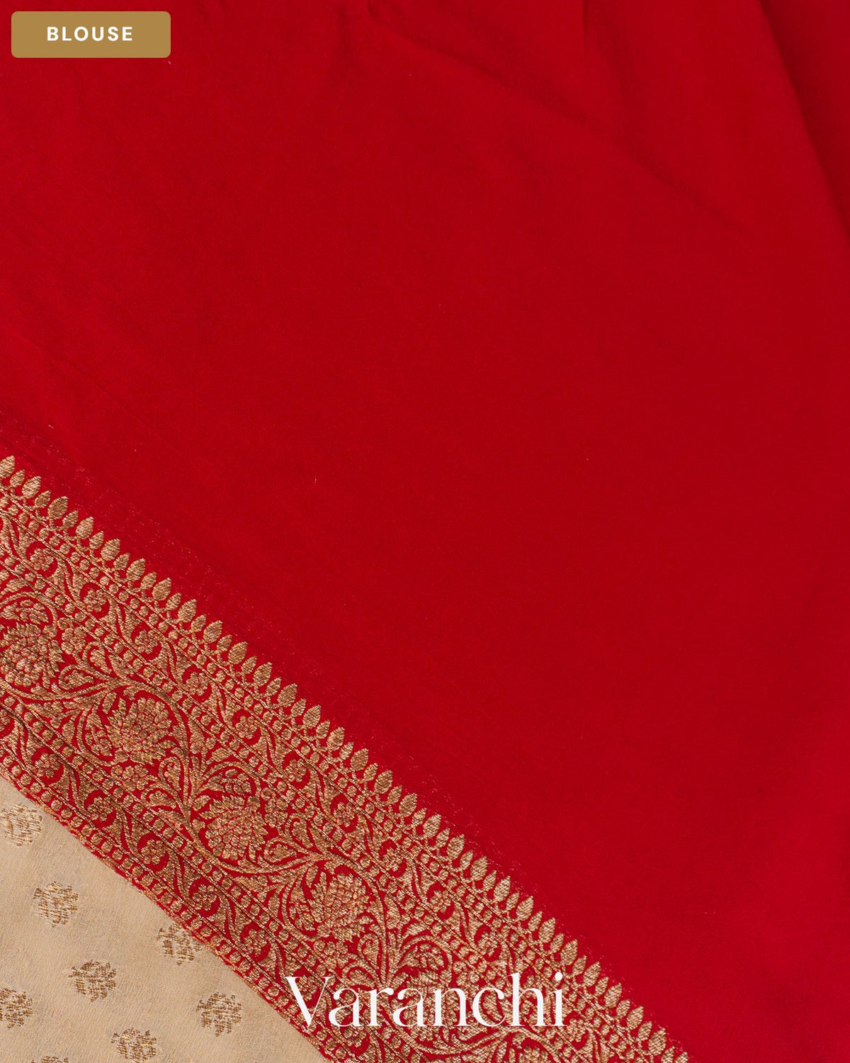 Beige Pure Khaddi Georgette Silk Handloom Saree — Blouse