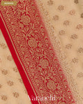 Beige Pure Khaddi Georgette Silk Handloom Saree — Border