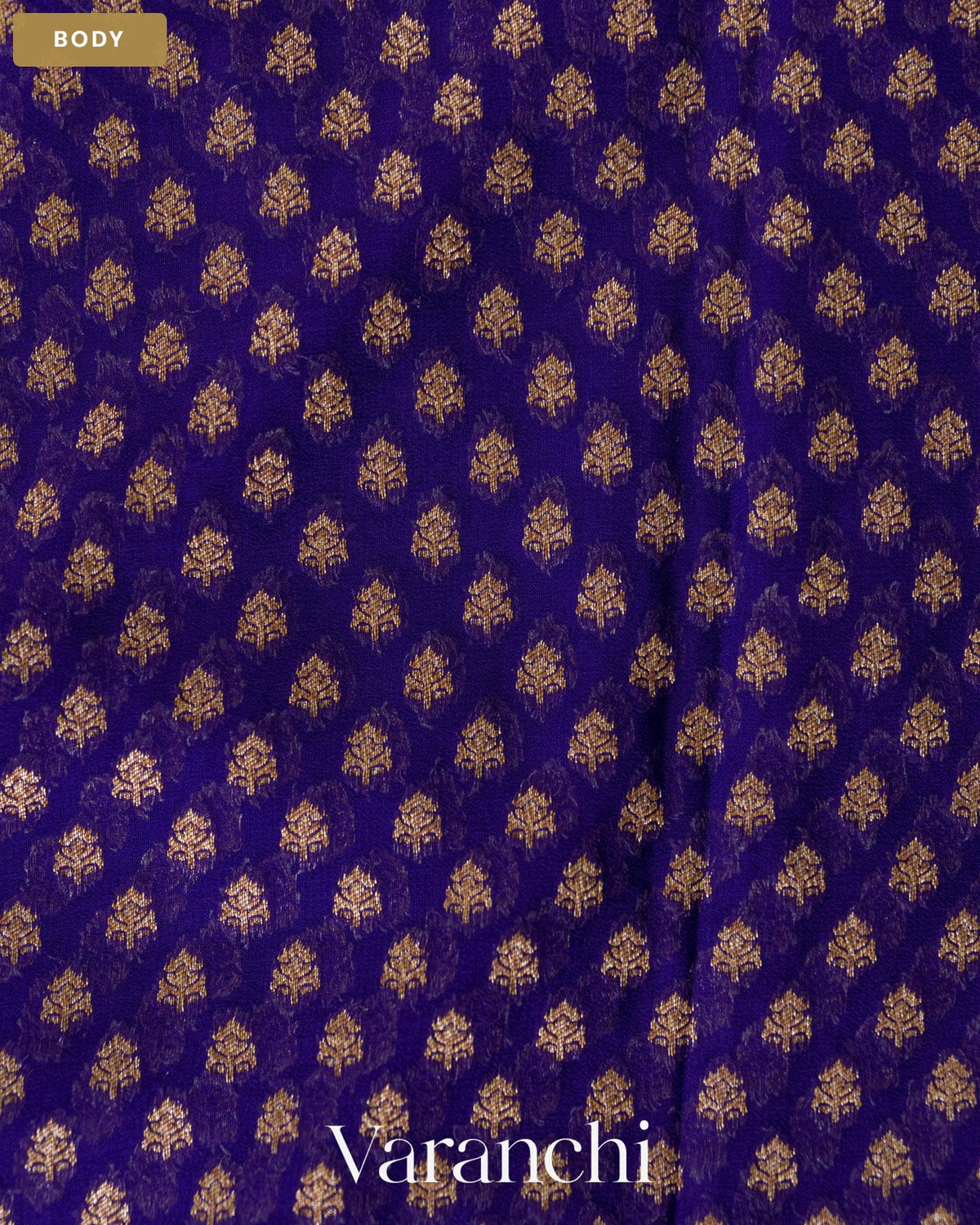Navy Blue Pure Khaddi Georgette Silk Saree — Body