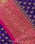 Navy Blue Pure Khaddi Georgette Silk Saree — Border