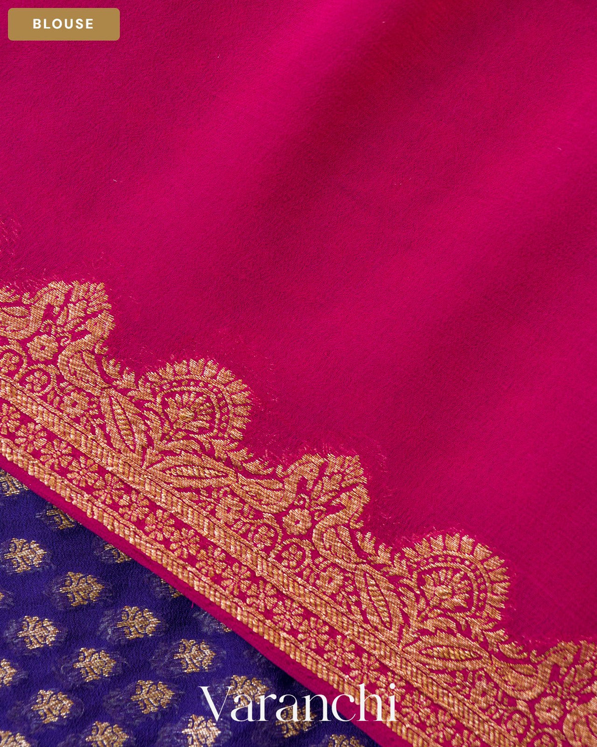 Navy Blue Pure Khaddi Georgette Silk Saree — Blouse