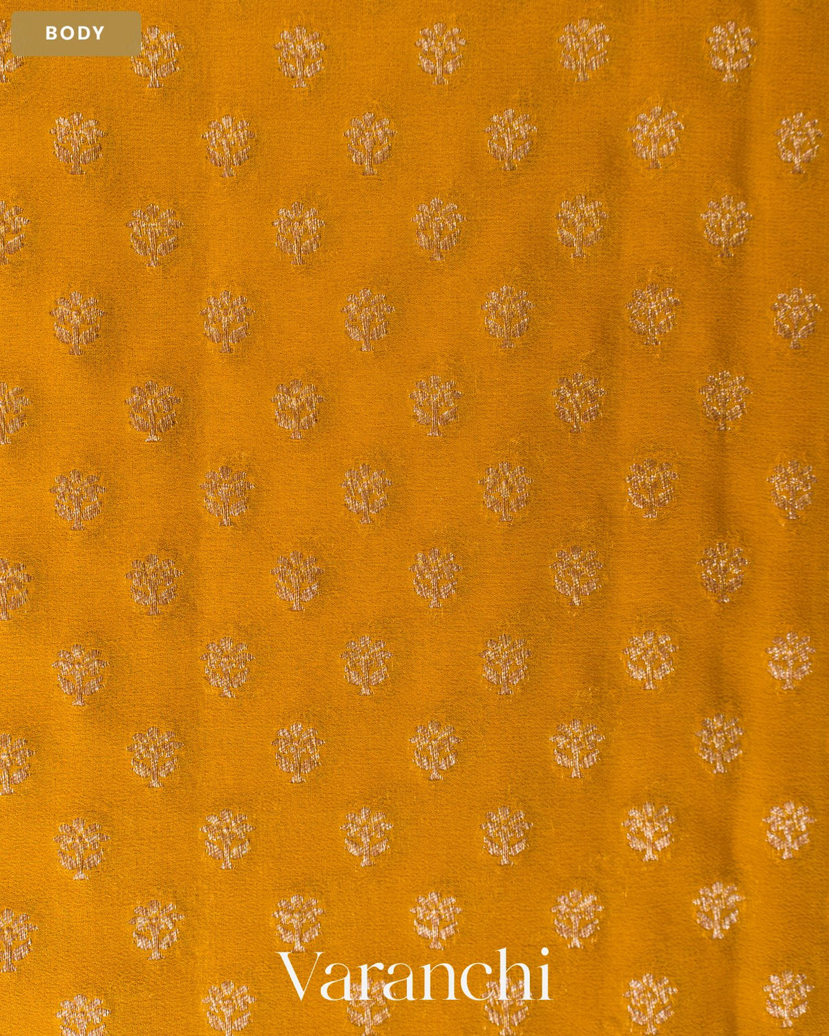 Mango Yellow Pure Khaddi Georgette Silk Saree — Body