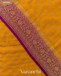 Mango Yellow Pure Khaddi Georgette Silk Saree — Border