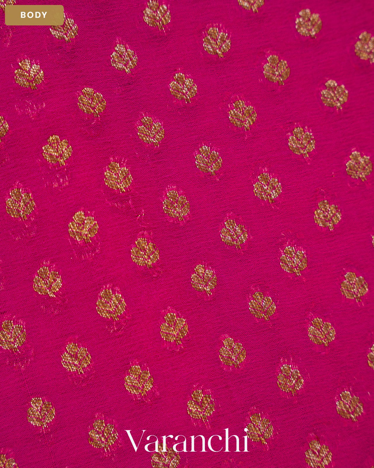 Rani Pink Pure Khaddi Georgette Silk Saree — Body