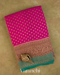Rani Pink Pure Khaddi Georgette Silk Saree — Folded