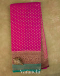 Rani Pink Pure Khaddi Georgette Silk Saree — Full Saree