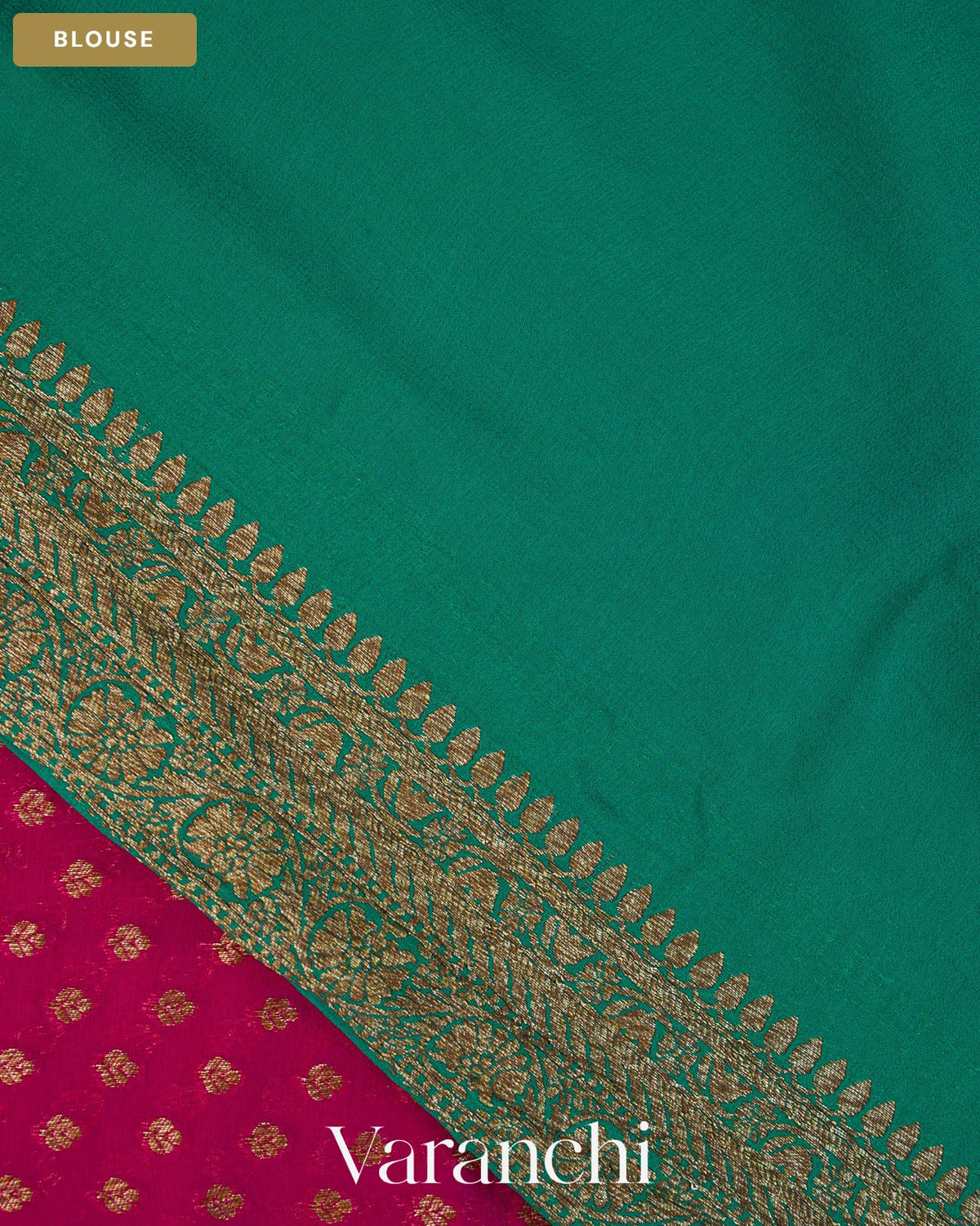 Rani Pink Pure Khaddi Georgette Silk Saree — Blouse