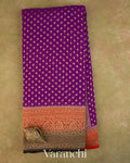 Violet Purple Pure Khaddi Georgette Silk Saree — Full Saree