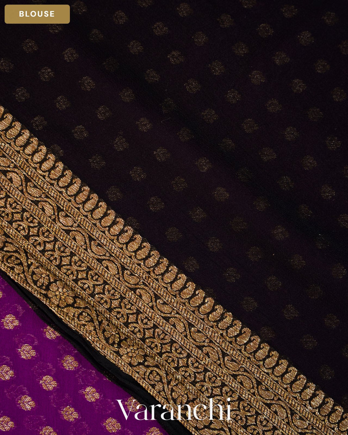 Violet Purple Pure Khaddi Georgette Silk Saree — Blouse