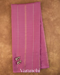 Mauve Pink Striped Pure Mysore Crepe Silk Saree — Full Saree