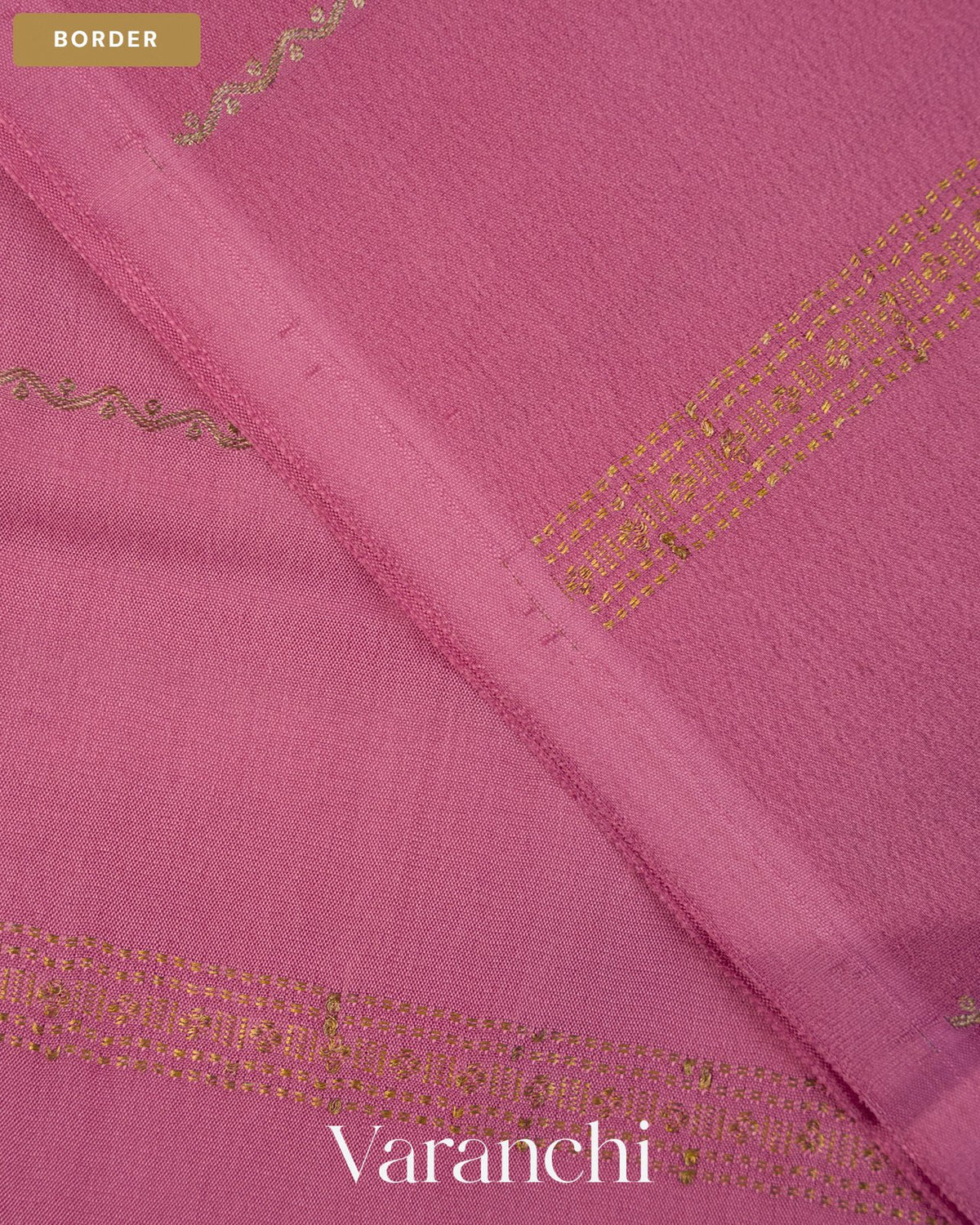 Mauve Pink Striped Pure Mysore Crepe Silk Saree — Border