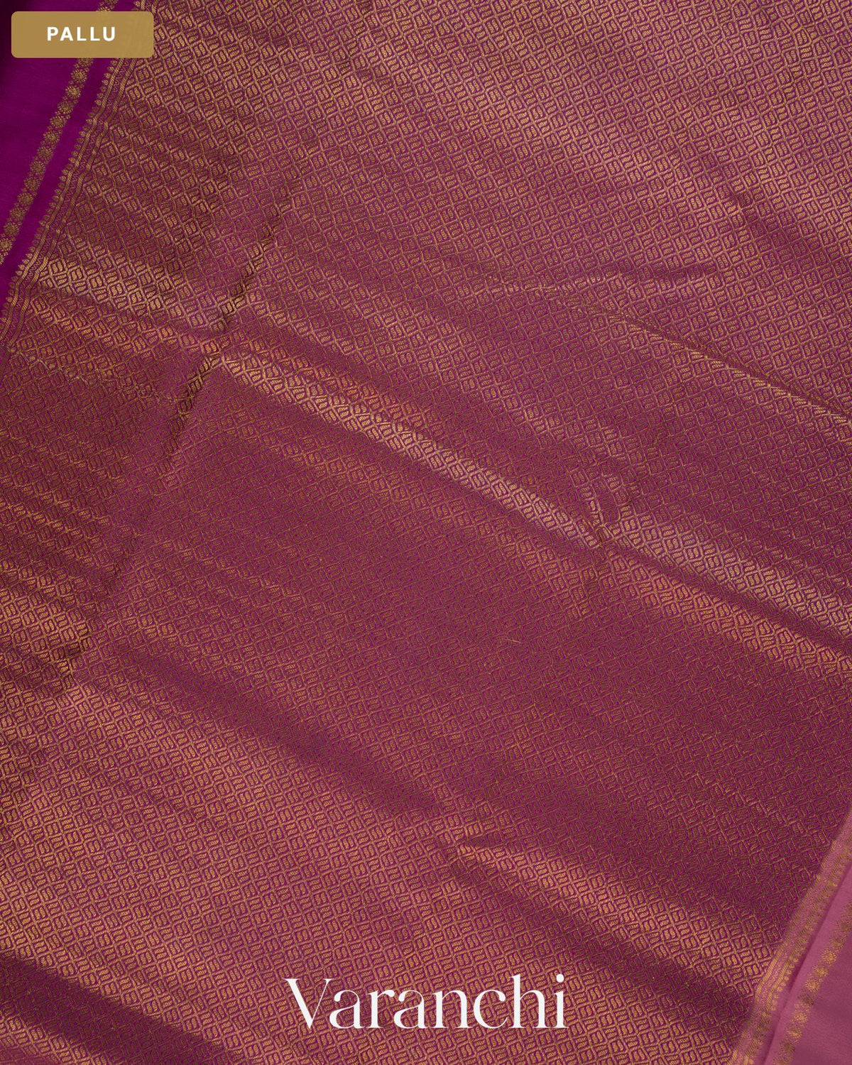 Mauve Pink Striped Pure Mysore Crepe Silk Saree — Pallu
