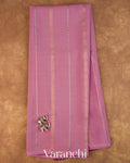 Mauve Pink Striped Pure Mysore Crepe Silk Saree — Full Saree