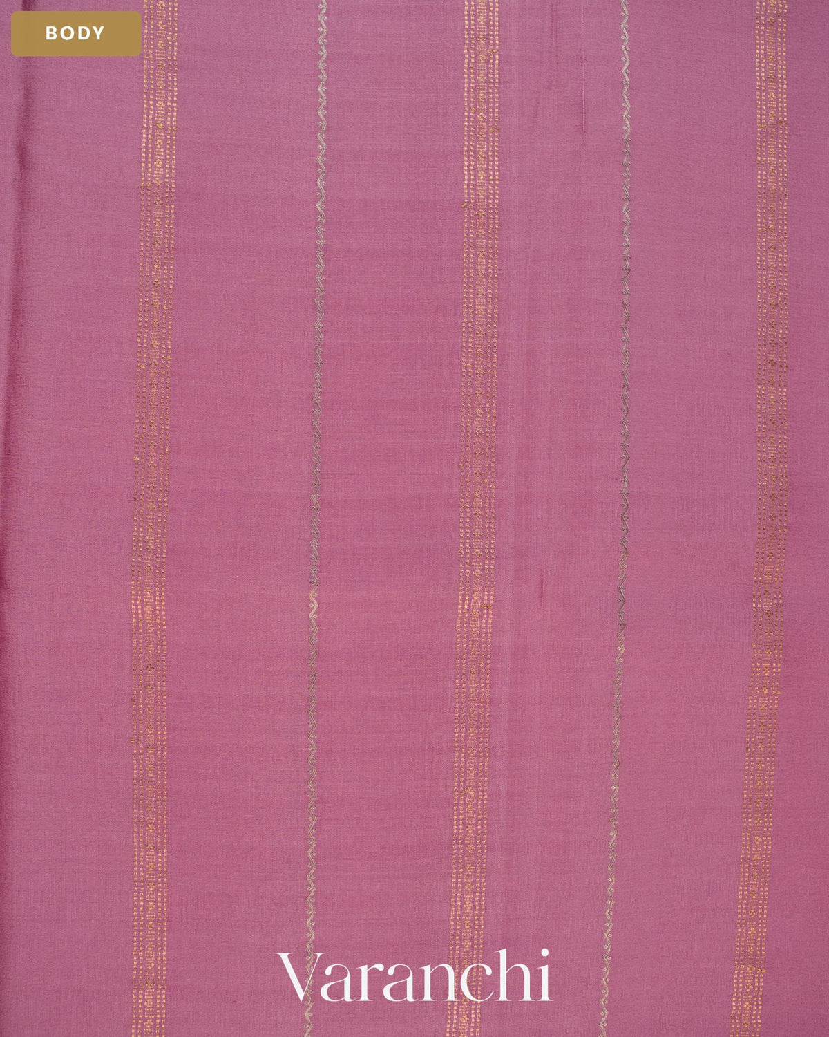 Mauve Pink Striped Pure Mysore Crepe Silk Saree — Body