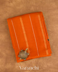 Deep Orange Pure Mysore Crepe Silk — Folded