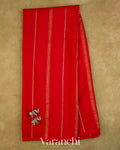 Bright Red Sona Rupa Striped Pure Mysore Crepe Silk Saree — Full Saree