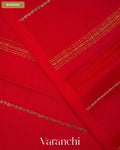 Bright Red Sona Rupa Striped Pure Mysore Crepe Silk Saree — Border