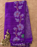 Royal Violet Jamdani Pure Matka Tissue Silk Handloom Saree — Full Saree