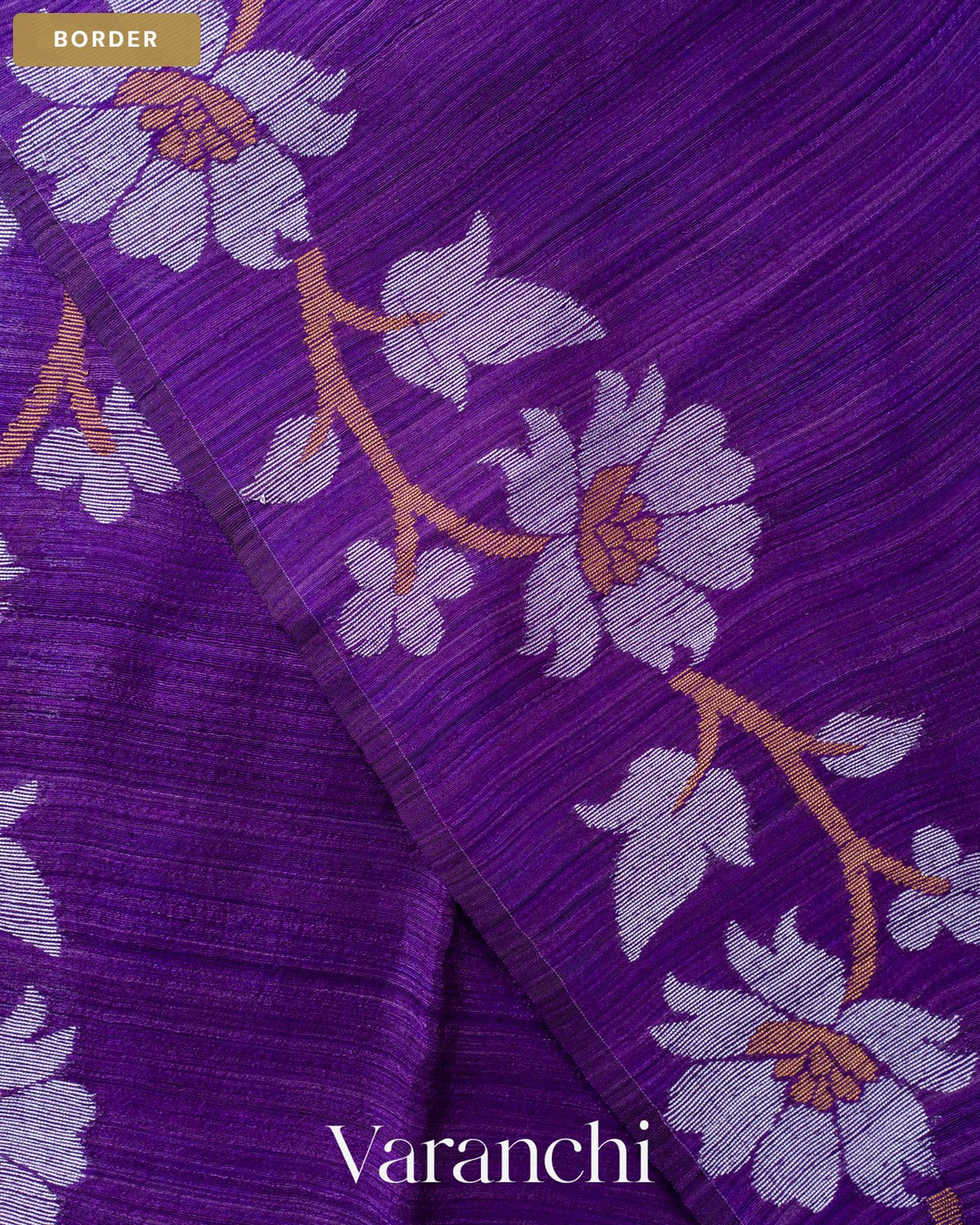 Royal Violet Jamdani Pure Matka Tissue Silk Handloom Saree — Border