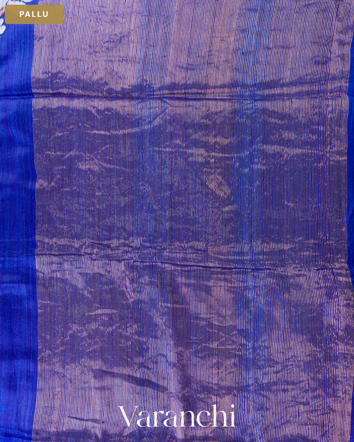 Royal Blue Floral Jamdani Pure Matka Silk Handloom Saree — Pallu