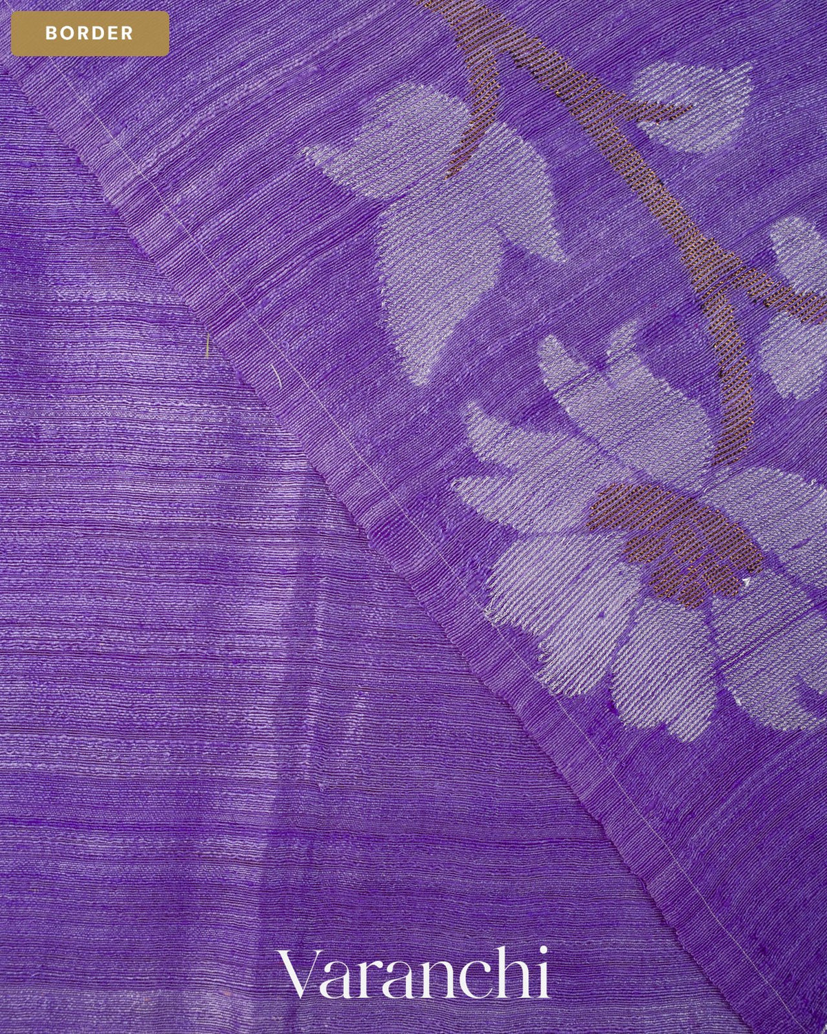 Lavender Floral Jamdani Pure Matka Silk Handloom Saree — Border