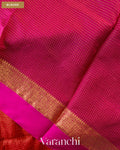 Vermillion Red Checkered Pure Katan Silk Saree — Blouse